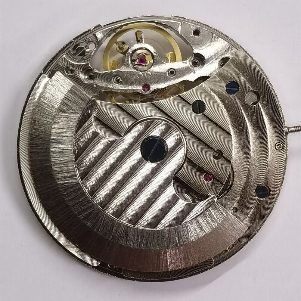 Automatic Mechanical Movement Silver 3 Hands Hollow Free Wheel Moon Phase@12