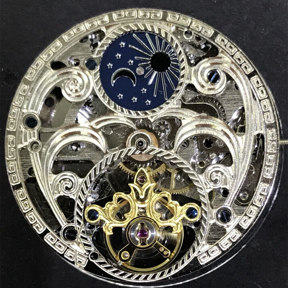 3 Hands China Made New Hollow Carved Automatic Mechanical Movement Moon Phase@12