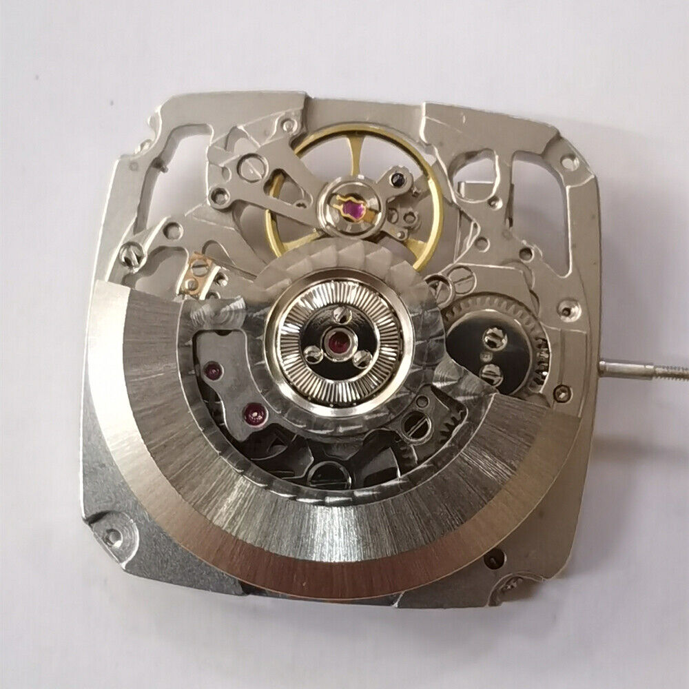 Square Automatic Mechanical Movement Tianjin Seagull ST25 Silver 3 Hands Hollow