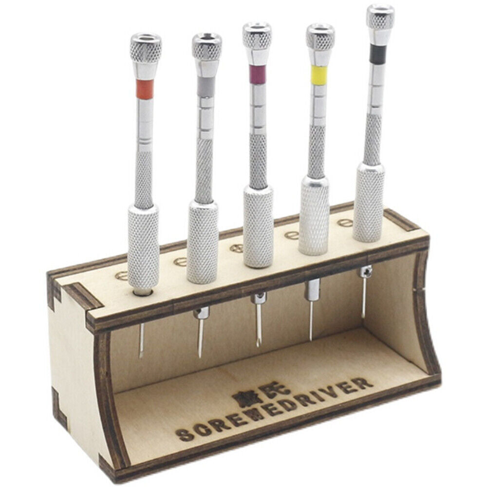 5pcs/set Steel Screwdrivers Sets with Stand Base Jewelry Watch Repair Tool