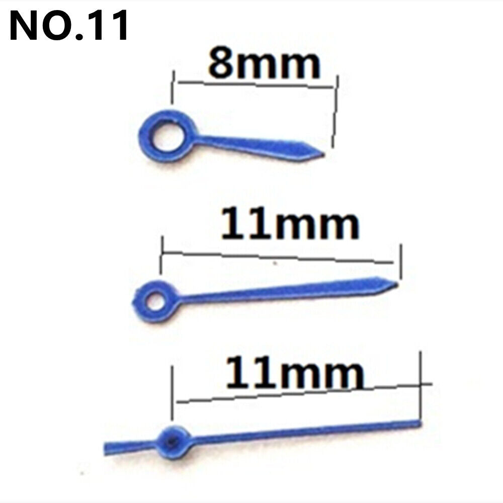 11mm Blue No Lume Arrow Shape Watch Hands for Miyota 2035 Quartz Movement #11