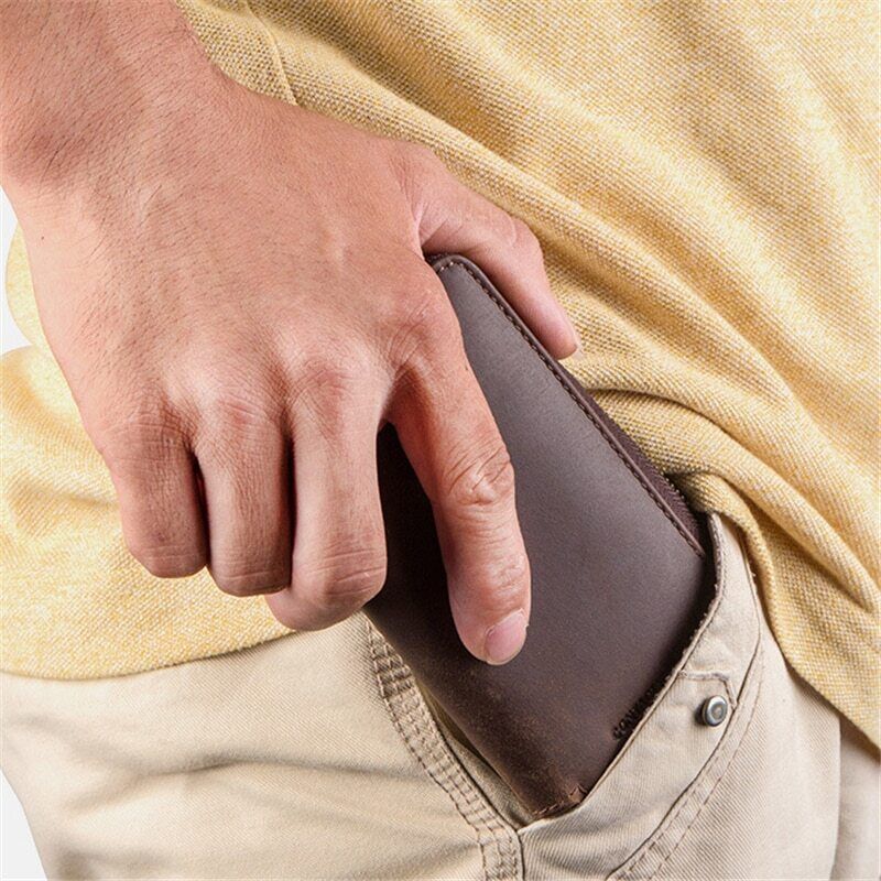 Brown Leather 2 Slot Watch Box Luxury Pouch with Zipper Portable Organizer Bag
