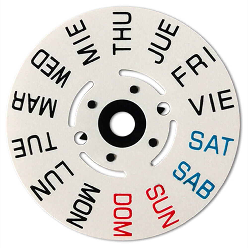 White Background Spanish English Font Week Disk Week Wheel for Miyota NH35 NH36