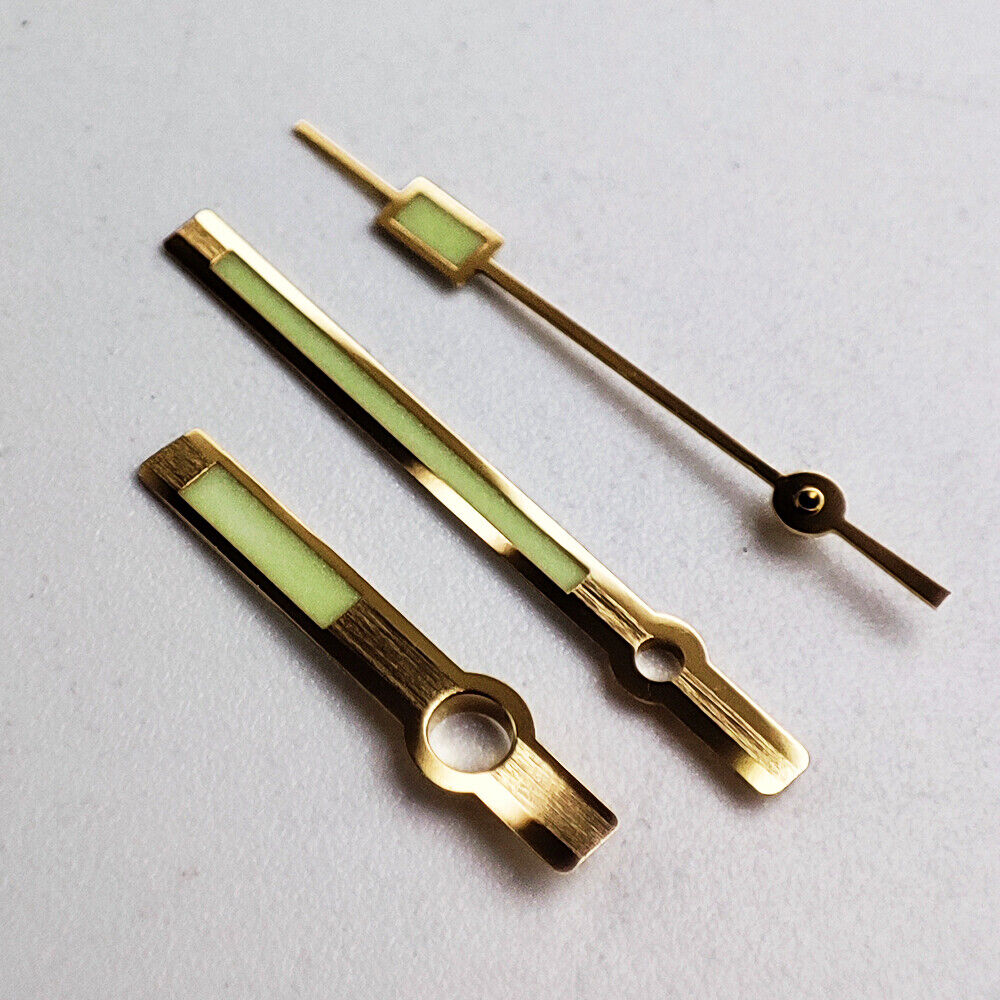 8*12.5*12.5MM Golden Trim Green Luminous Watch Hands For NH35A/NH36A Movement