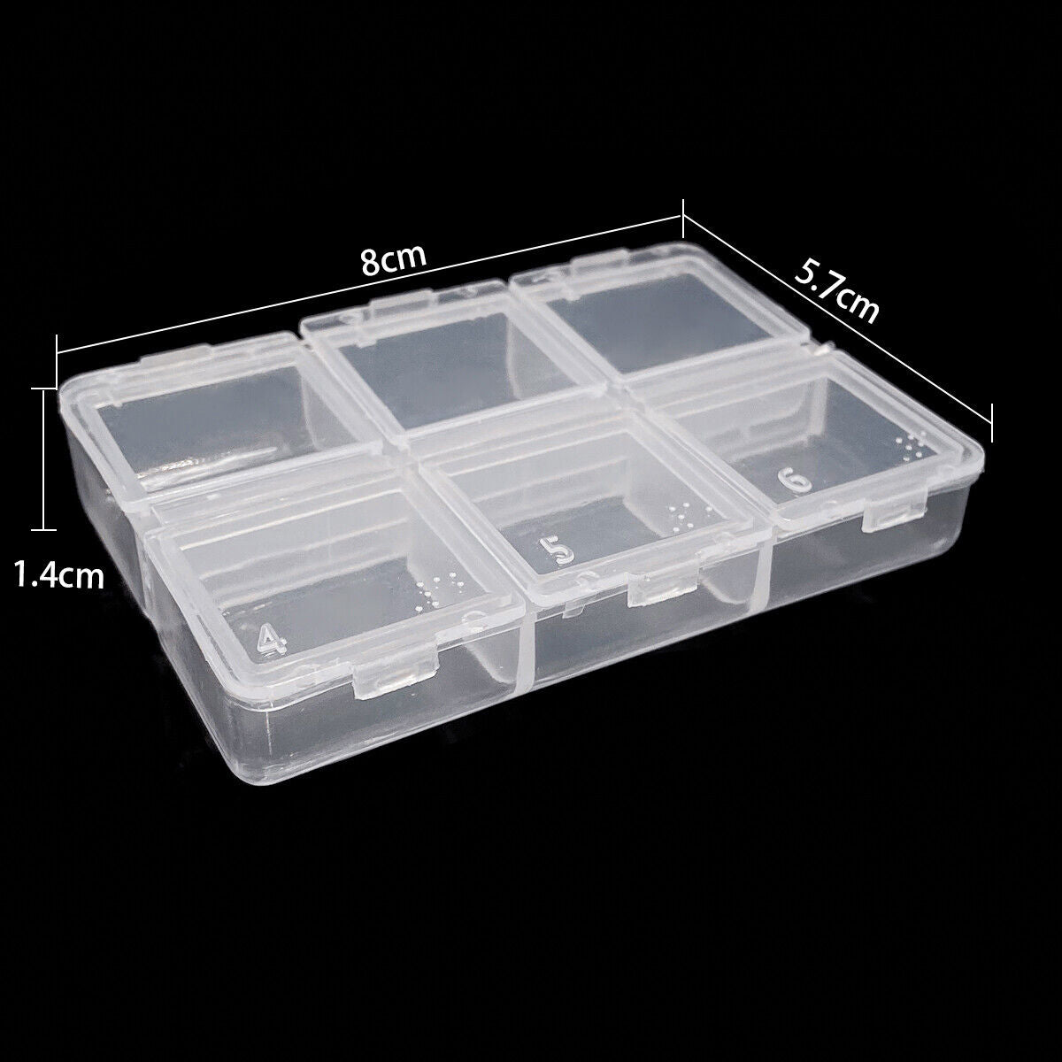 5pcs Rectangle 6 Grids Plastic Transparent Containers Storage Case Organizer