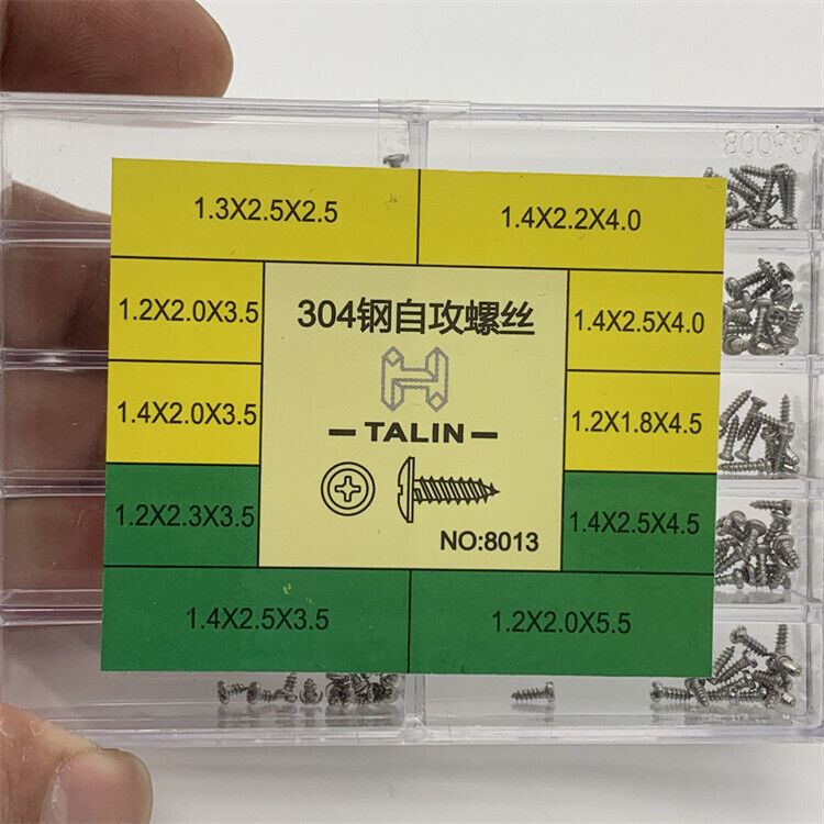 304 Stainless Steel 8 Sizes Assortment of Self-tapping Screws Watch Repair