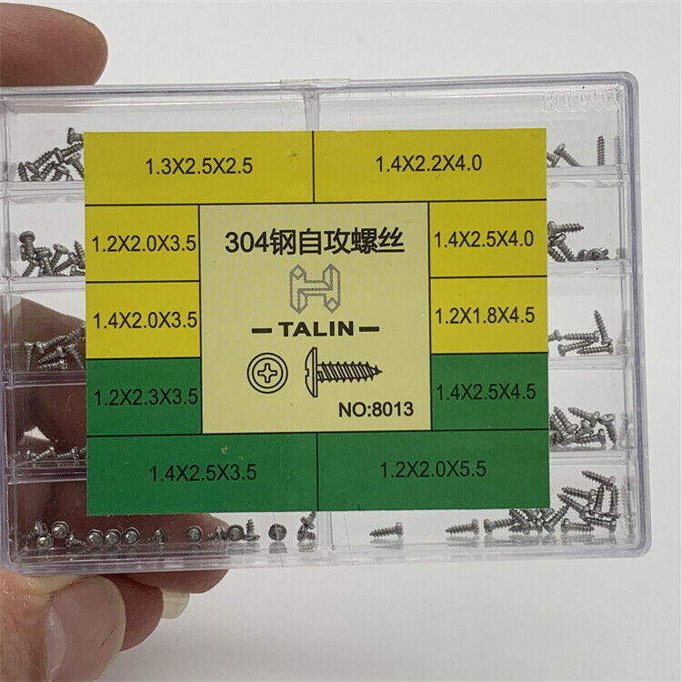 304 Stainless Steel 8 Sizes Assortment of Self-tapping Screws Watch Repair