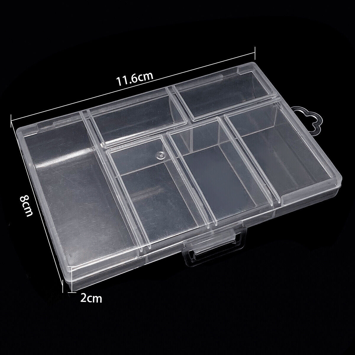 5pcs 11.6cm Rectangle Plastic Transparent Containers Storage Case Organizer Lids