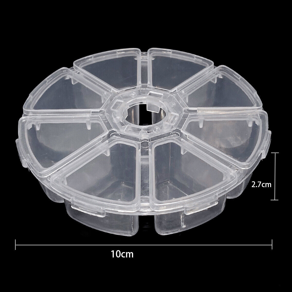5pcs Round 8 Grids Plastic Transparent Containers Storage Case Organizer Lids