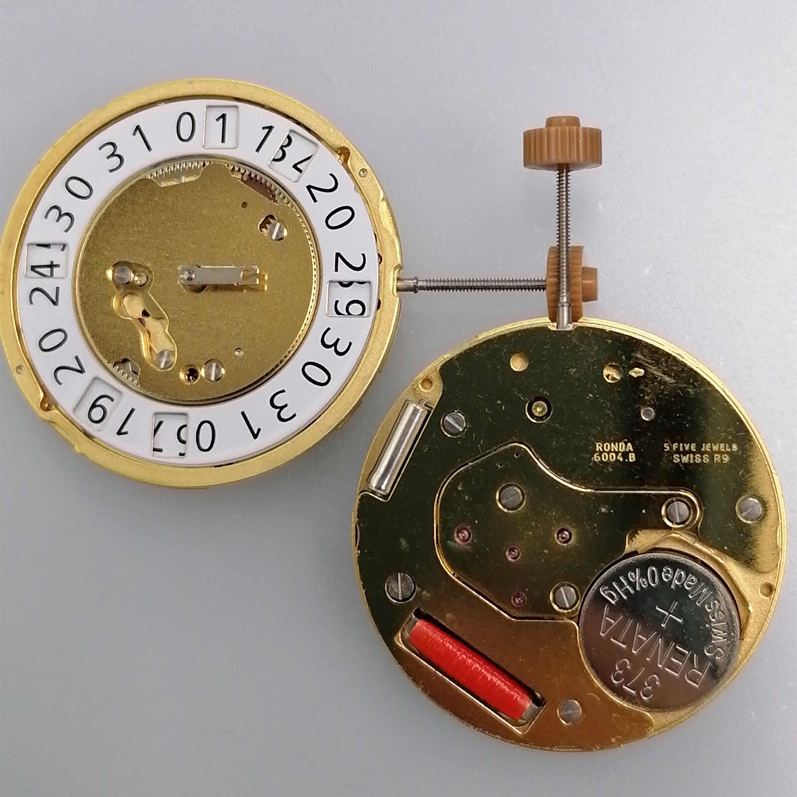Ronda 6004B 6004.B Quartz Watch Movement Swiss Made Date At 12 Golden