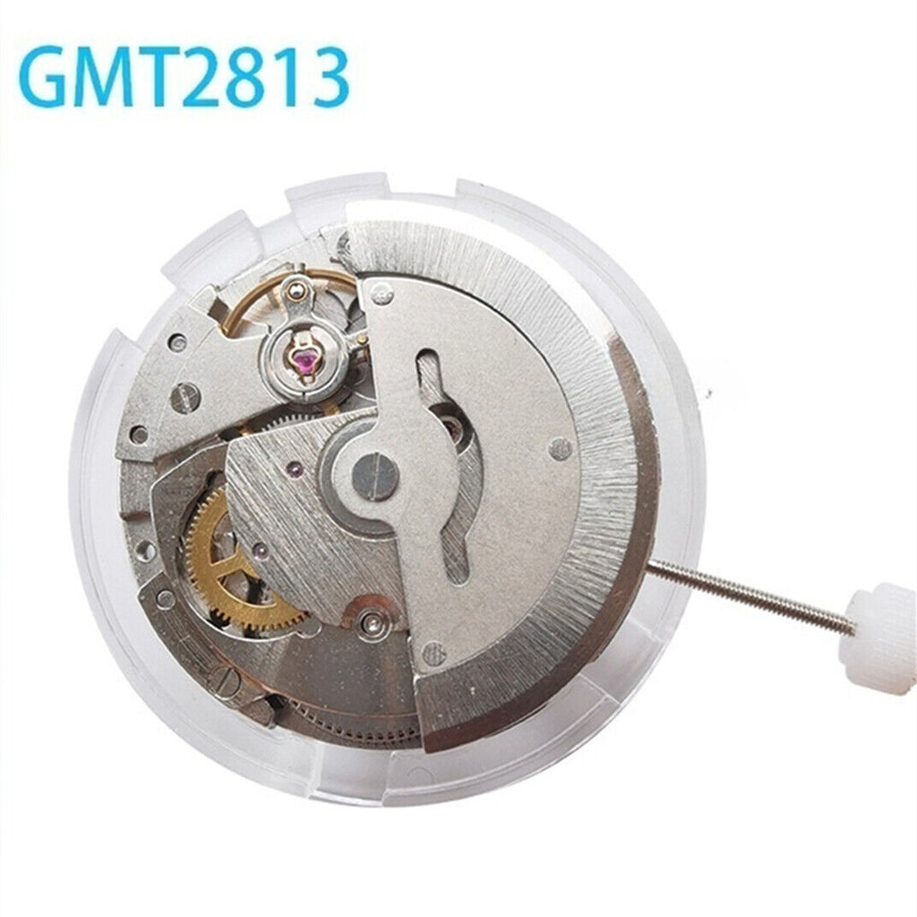 Watch Part GMT Mechanical Movement Black Day Date Calendar at 6 For 2813