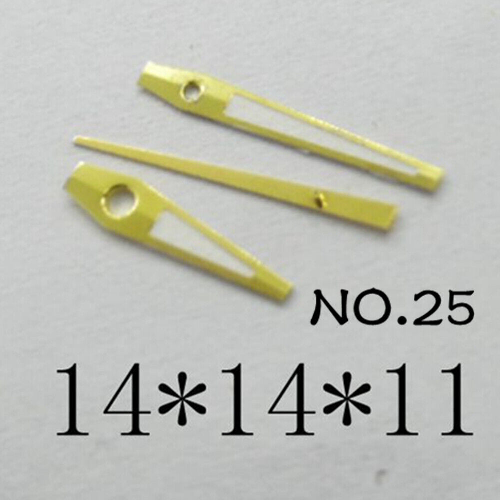 Golden Luminous Watch Hands for Miyota 2035 Movement 14mm/14mm/11mm Length NO.25