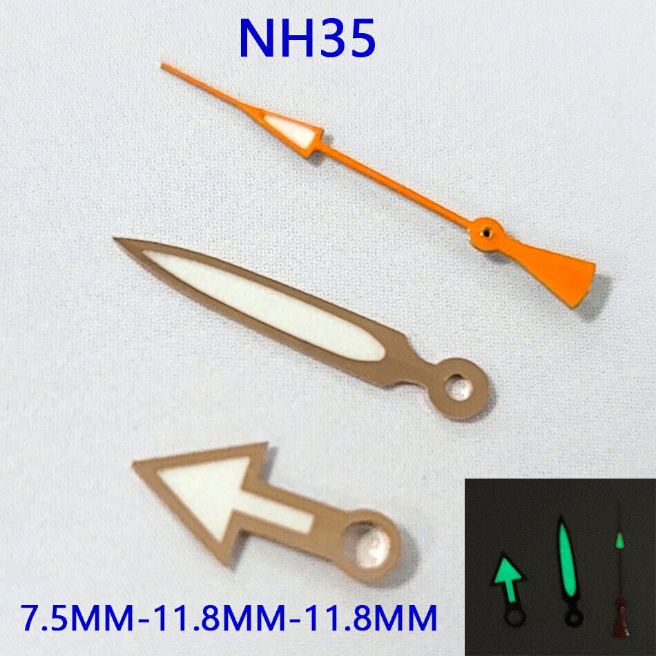 Green Luminous Watch Hands Sets for NH35A/NH36A/4R36 Movement 7.5/11.8/11.8mm