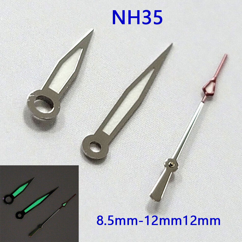 Green Luminous Watch Hands Sets for NH35A/NH36A/4R36 Movement 8.5/12/12mm