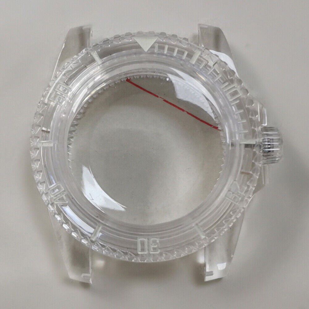 40MM Plastic Watch Case+Acrylic Mirror Green Luminous for 8215 8200 821A 2813