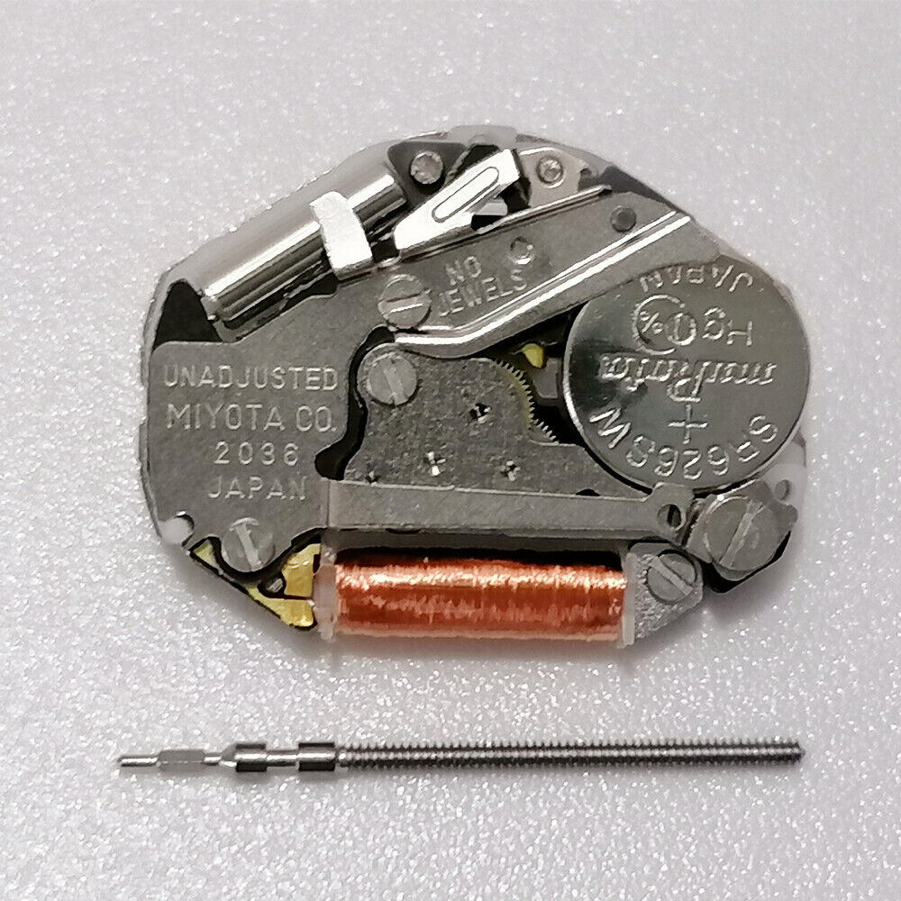 Quartz Movement Miyota 2036 3 Hands High Pinion H2 Movement With Watch Stem