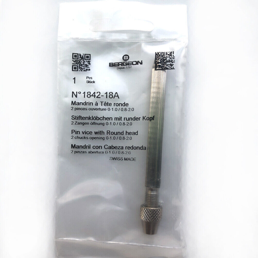 Bergeon 1842-18A Pin Vise with 2 Chucks 0 to 1.00mm and 0.80 to 2.00mm