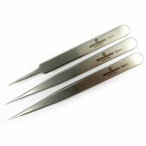 Bergeon 7024 Set of 3 Non Magnetic Tweezers