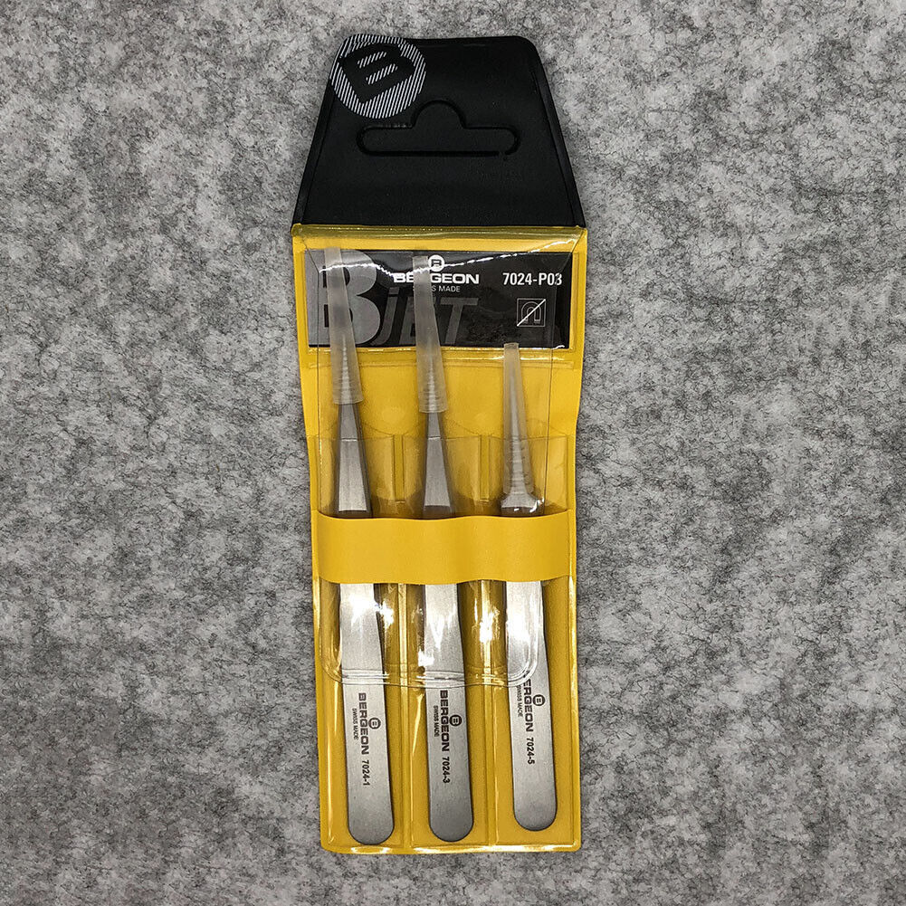Bergeon 7024 Set of 3 Non Magnetic Tweezers