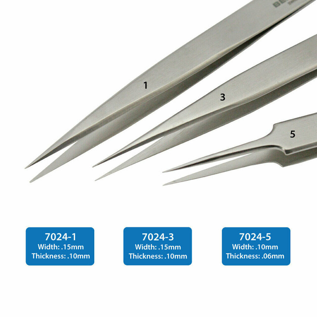Bergeon 7024 Set of 3 Non Magnetic Tweezers