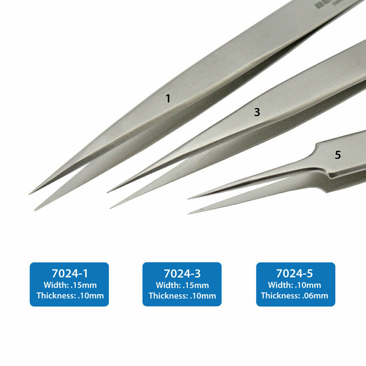 Bergeon 7024 Set of 3 Non Magnetic Tweezers