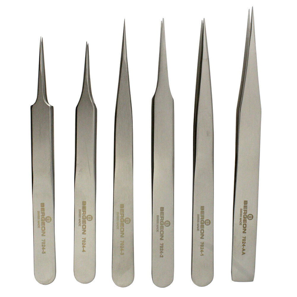 Bergeon 7024 Set of 6 Anti Magnetic Tweezers Swiss Watchmaker Tool
