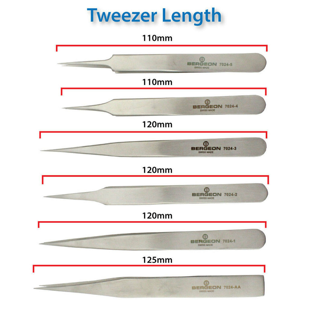 Bergeon 7024 Set of 6 Anti Magnetic Tweezers Swiss Watchmaker Tool