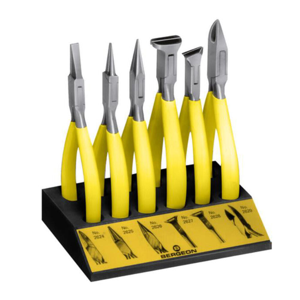 Bergeon 6283 Set of 6 Corrugated Nose Pliers w/ Stand