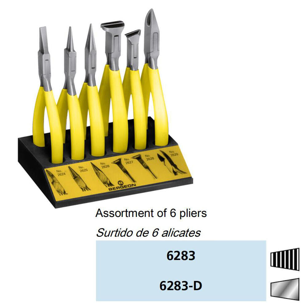 Bergeon 6283 Set of 6 Corrugated Nose Pliers w/ Stand