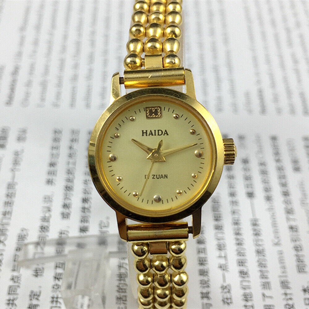 Shanghai China Made Lady Manual Mechanical Watch 17 Jews Golden Nail 22mm