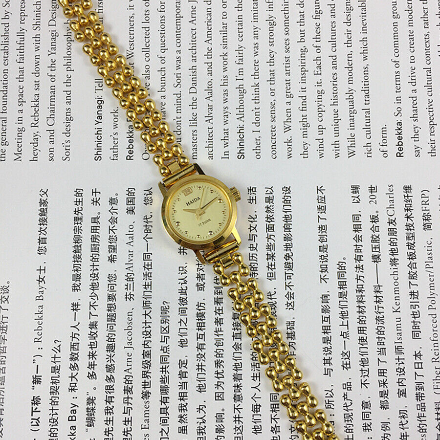 Shanghai China Made Lady Manual Mechanical Watch 17 Jews Golden Nail 22mm