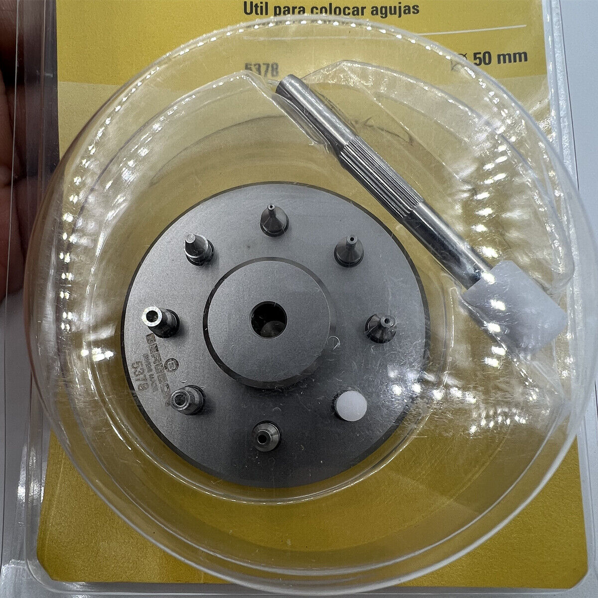 Bergeon 5378 Watch Hand Fitting Setting Swiss Tool 9 Stakes On Holder