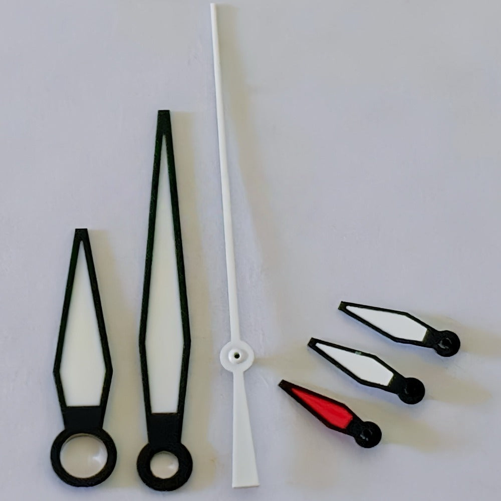 Black+Red Trim White Second Hand Watch Hands for ETA/Dandong 7750 Movement