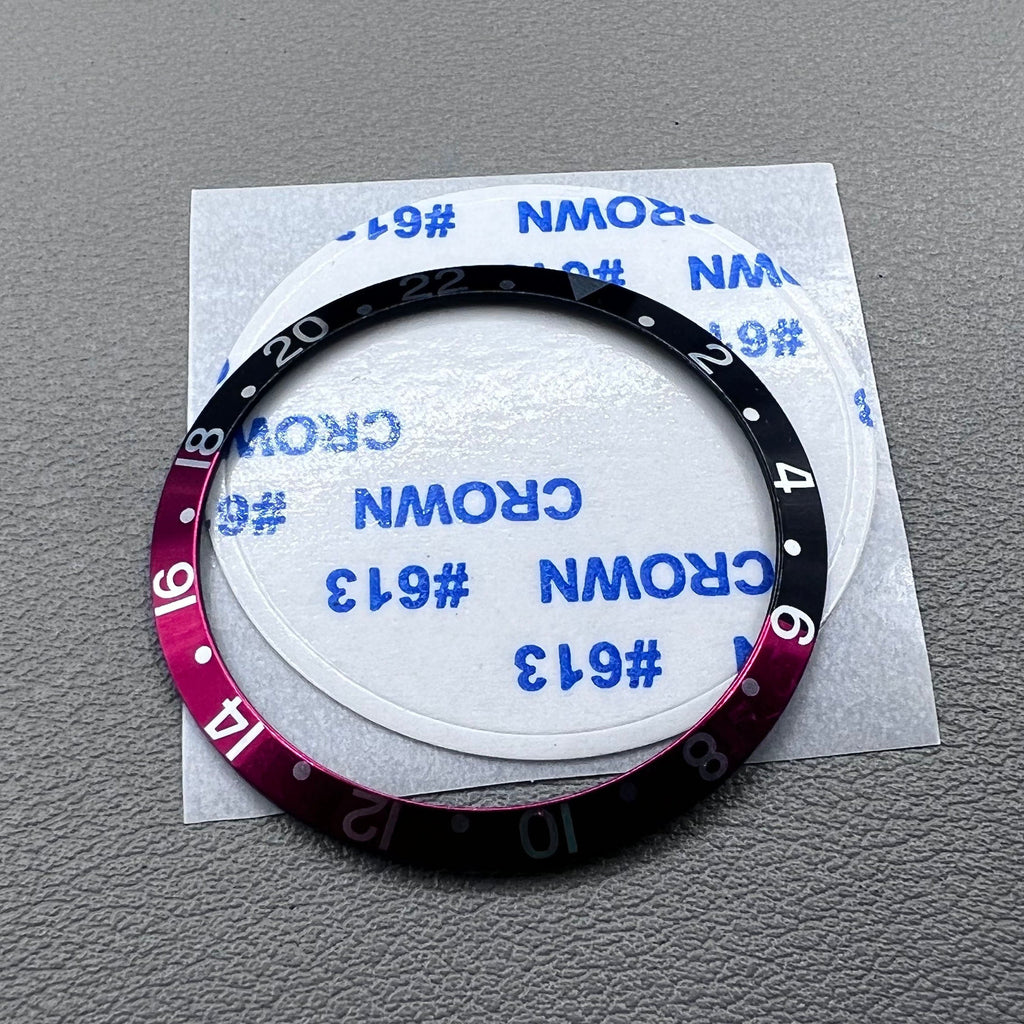 36.5*30.8mm Black Red Watch Bezel Green Luminous Vintage Aluminum Alloy Slope