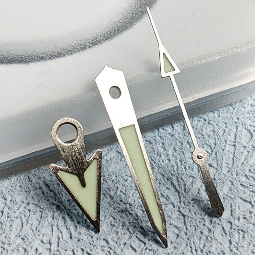 Matte Silver Trim C3 Green Lume Watch Hands for NH34 NH35 NH36 NH38 NH39 NH70