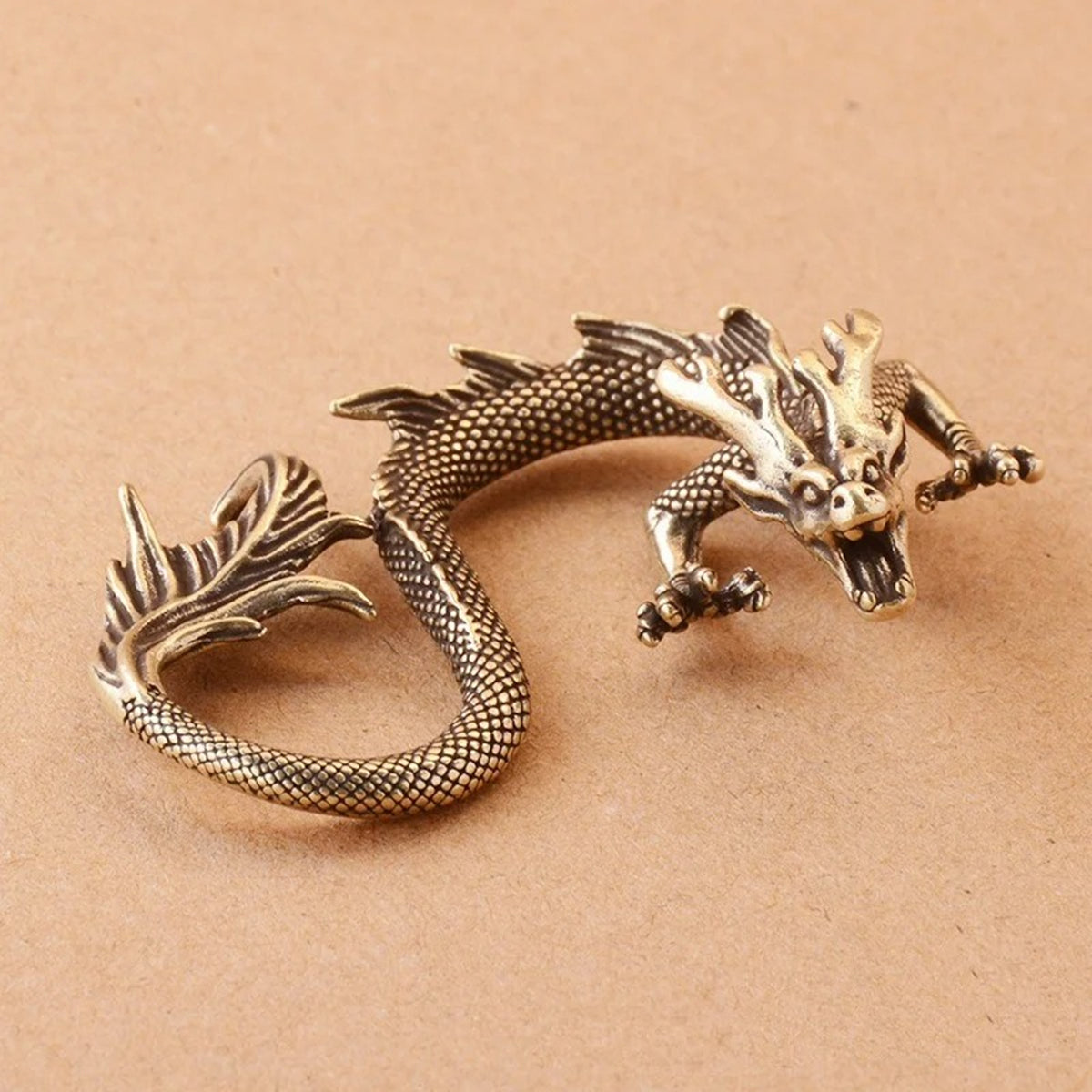 Solid Copper Fire-breathing Dragon Trinket Vintage Bronze Figurines