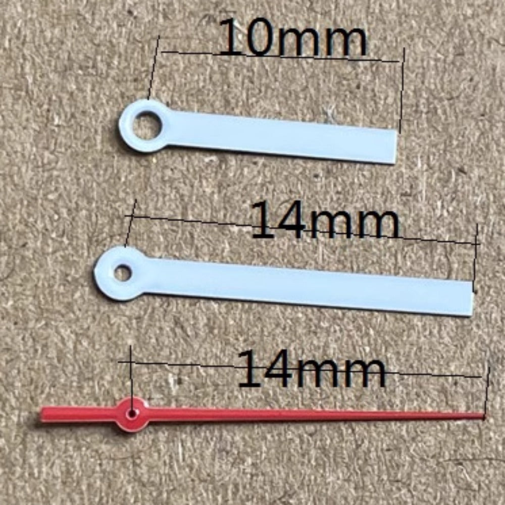 14mm White+Red Painted Square Pointed Watch Hands for Ronda 515 Quartz Movement