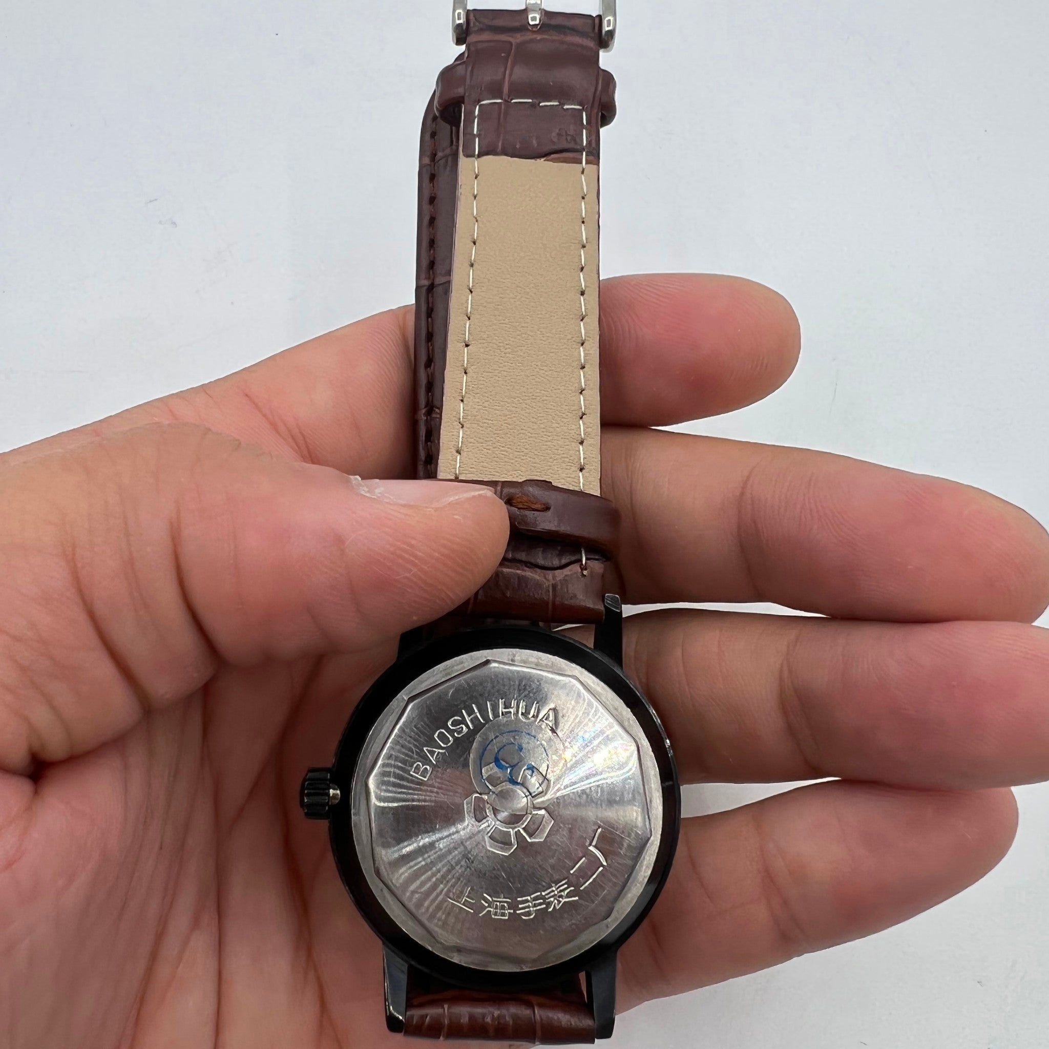 37mm Shanghai Manual Mechanical Watch Single Calendar Black Case