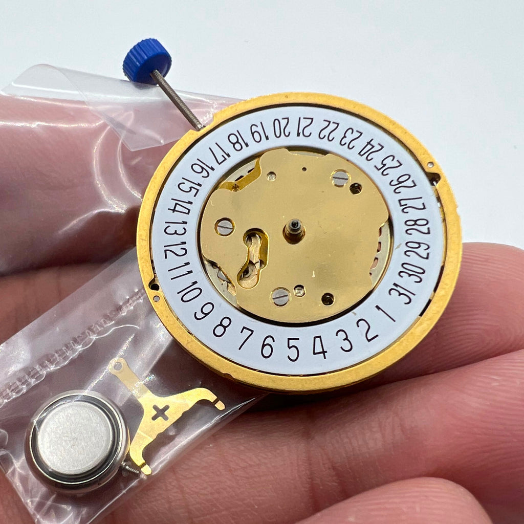 Swiss Made Ronda 5030D 6 Date Quartz Golden Watch Movement