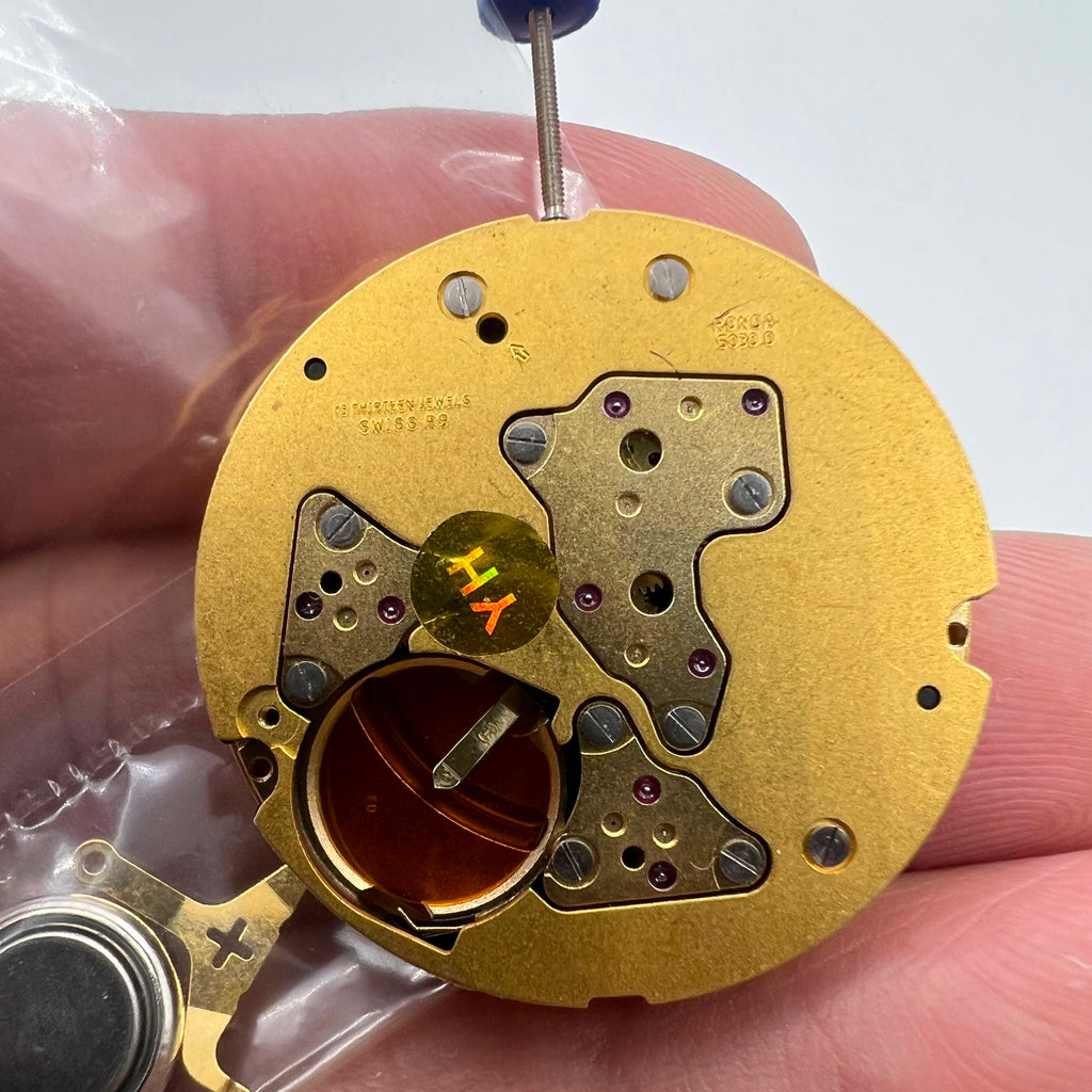 Swiss Made Ronda 5030D 6 Date Quartz Golden Watch Movement