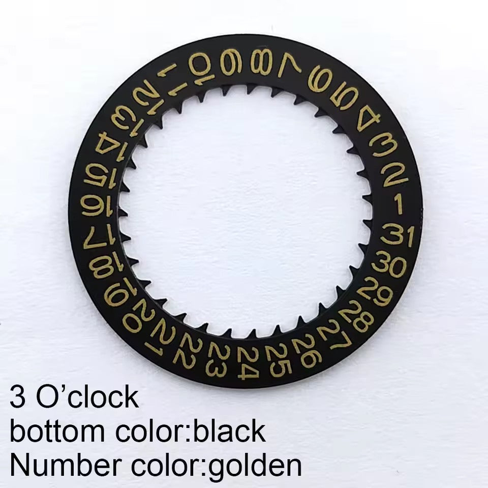Golden Font Black Date Disk Wheel Date Wheel for NH35 NH36 Movement Date At 3