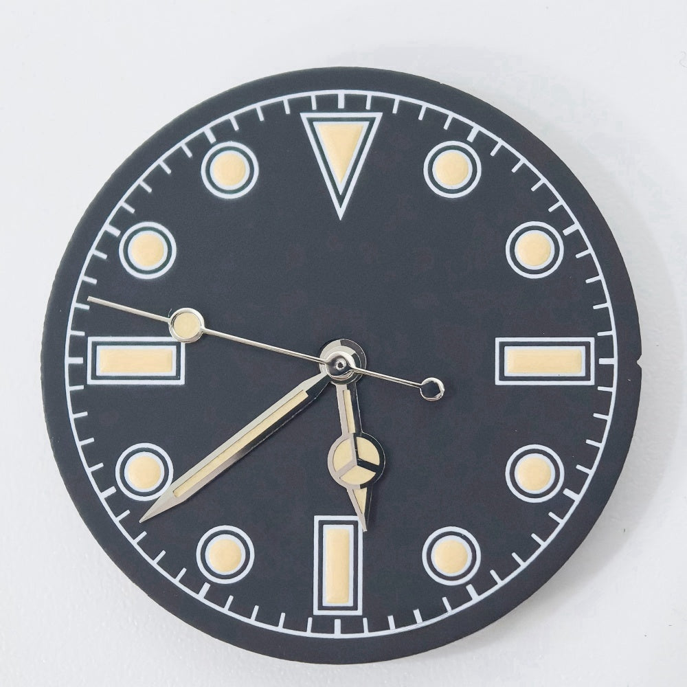 Vintage No Calendar Green Lume Silver Trim Hands Watch Dial for NH34 NH35
