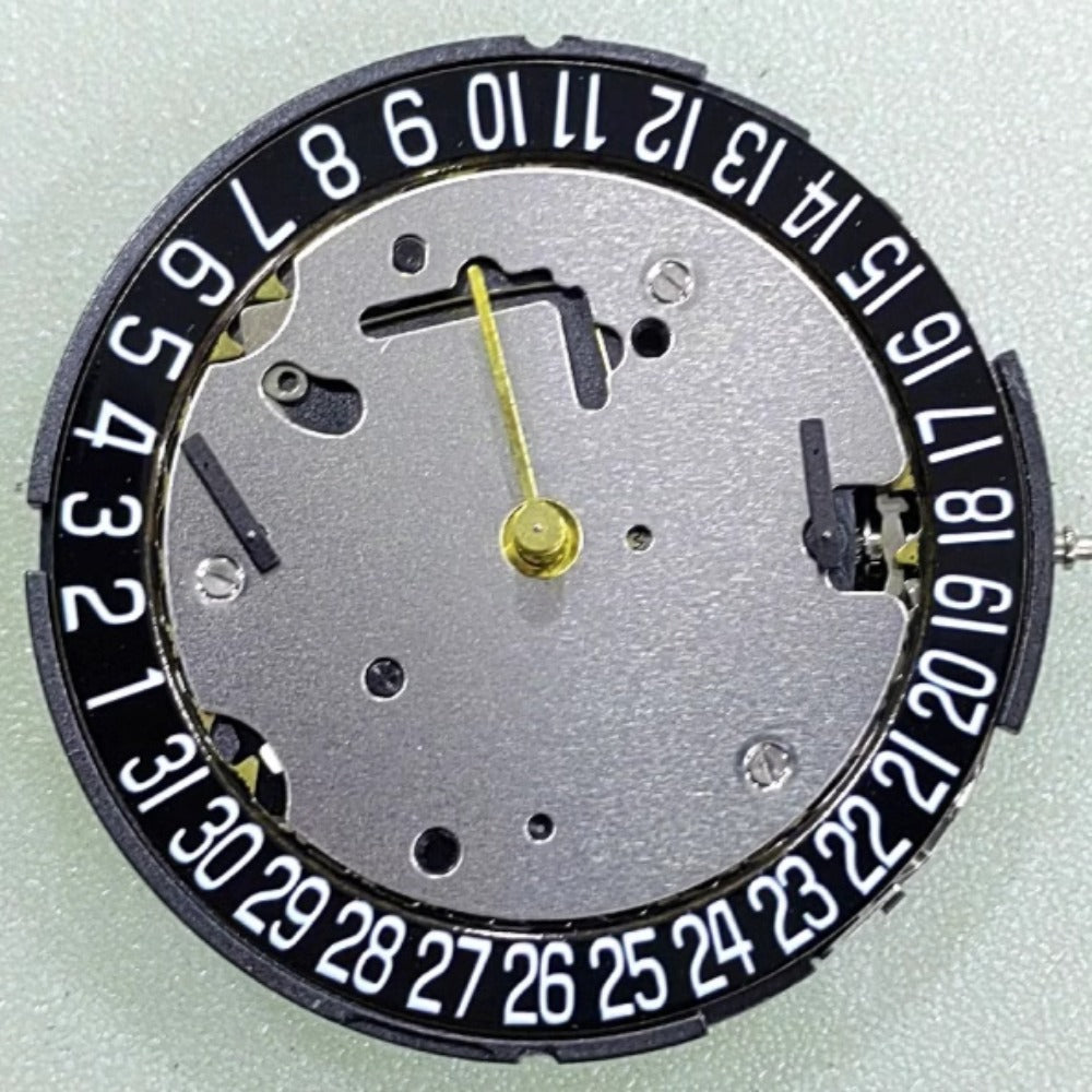 Swiss ISA8371 8371B Quartz Movement Black Disk Date At 6 Small Second At 3/9