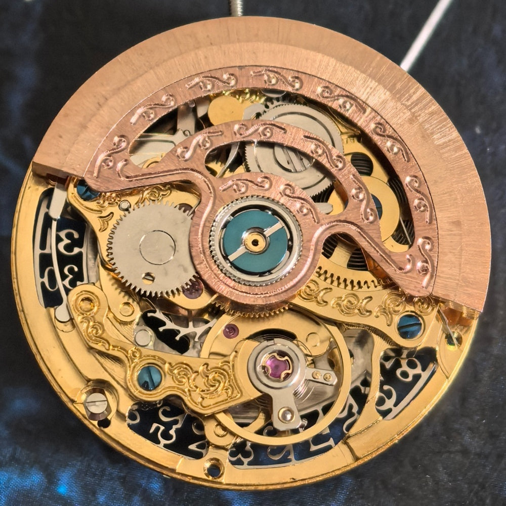 Chinese Hangzhou 2189 Golden Hollow Mechanical Single Calendar Watch Part