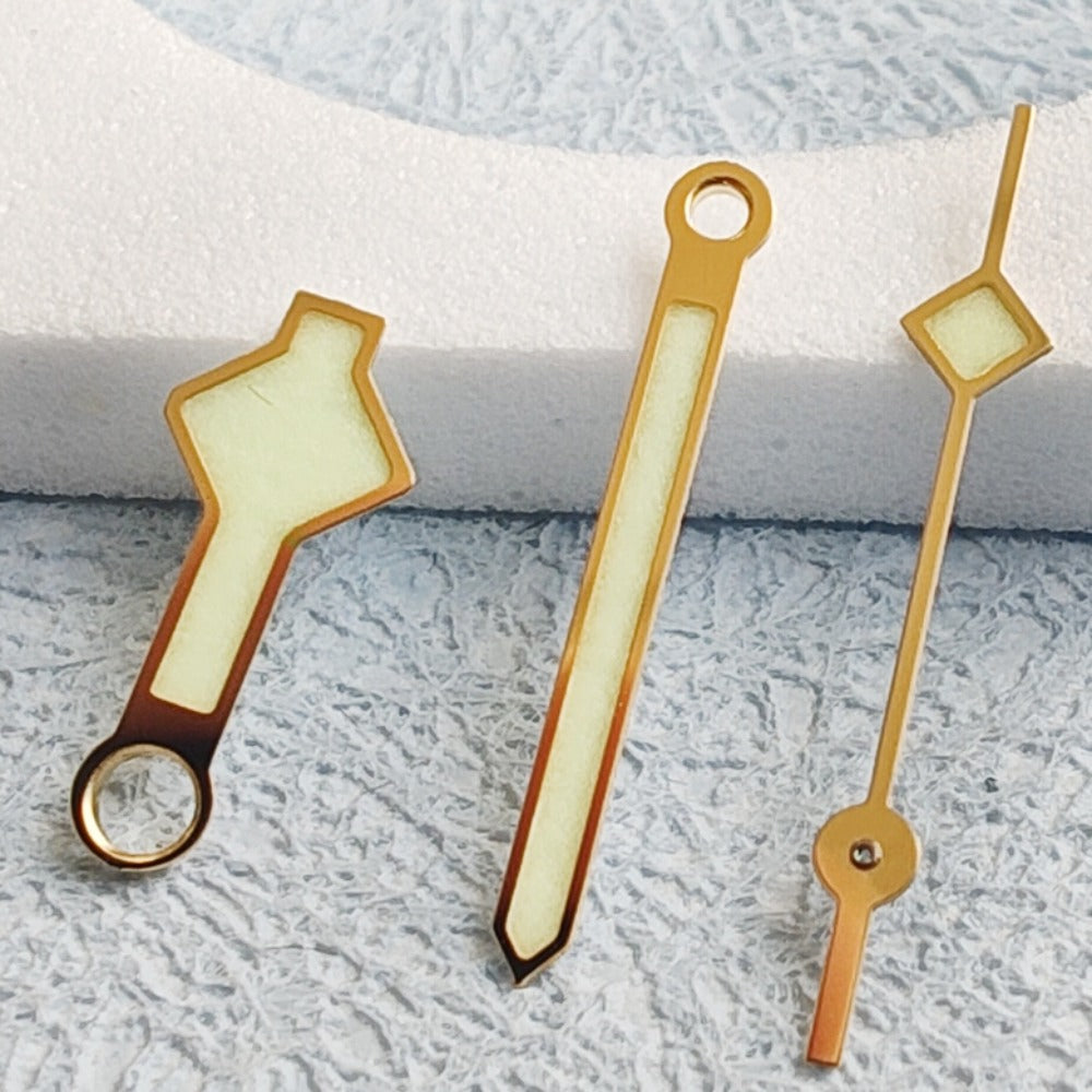 Golden Trim C3 Green Lume Watch Hands for NH34 NH35 NH36 NH38 NH39 NH70