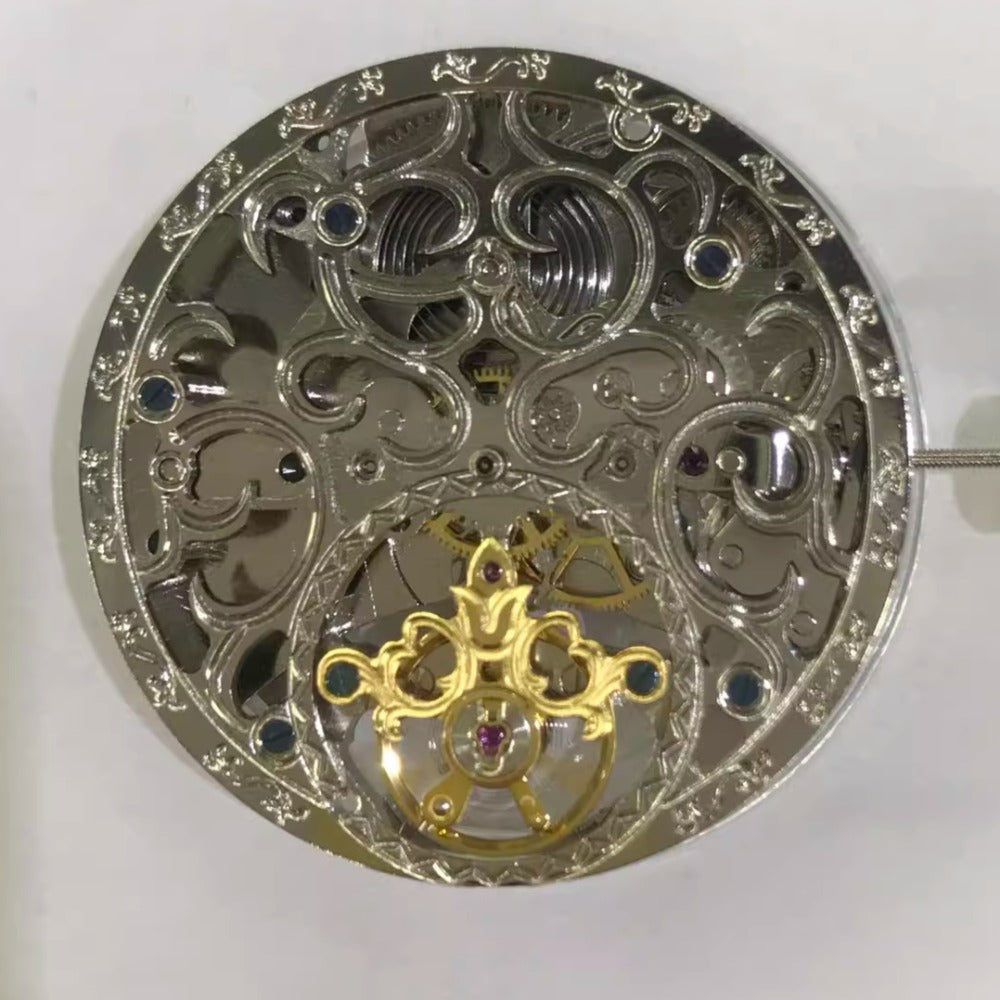 China Made Carved Silver Hollow 3 Hands Automatic Mechanical Movement