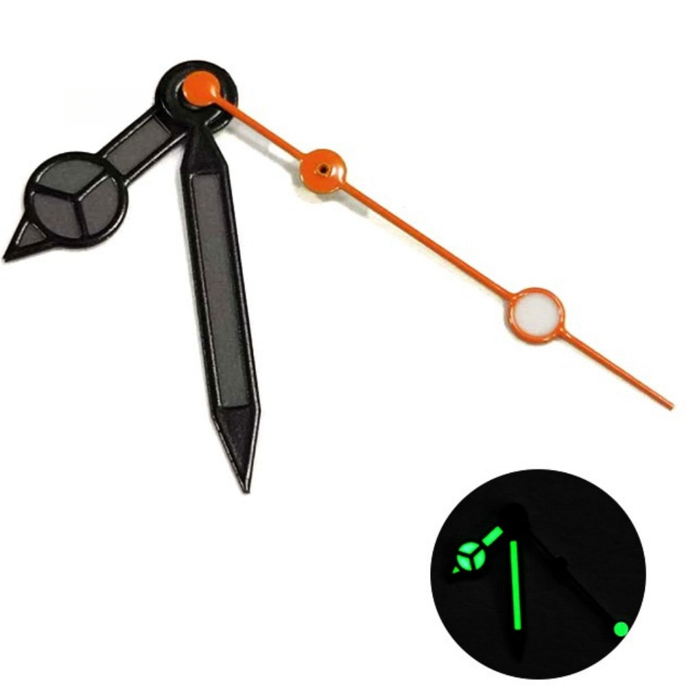 Matted Black Trim Black Painted Lume Orange Second Hand Watch Hands for NH35/36