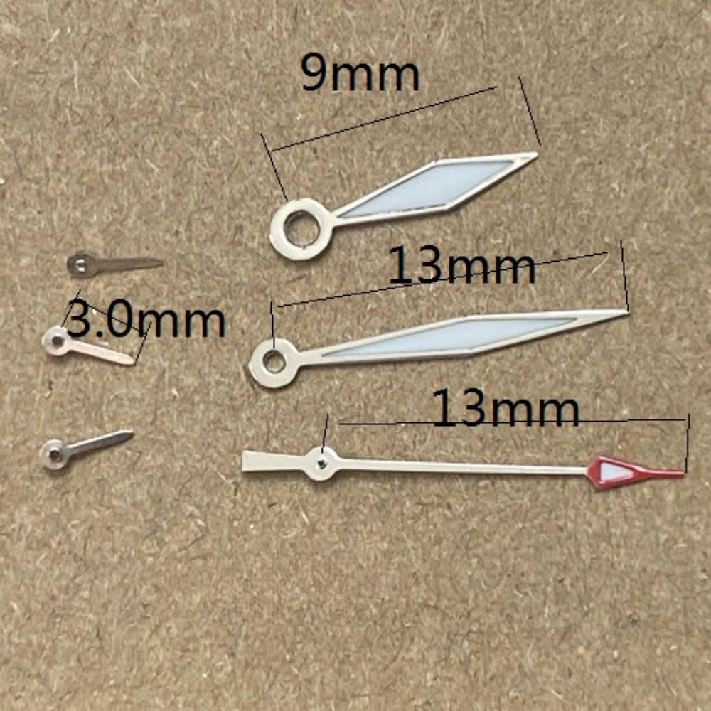 13mm Diamond Shape Silver Trim Lume Watch Hands for Miyota JS15 Quartz Movement