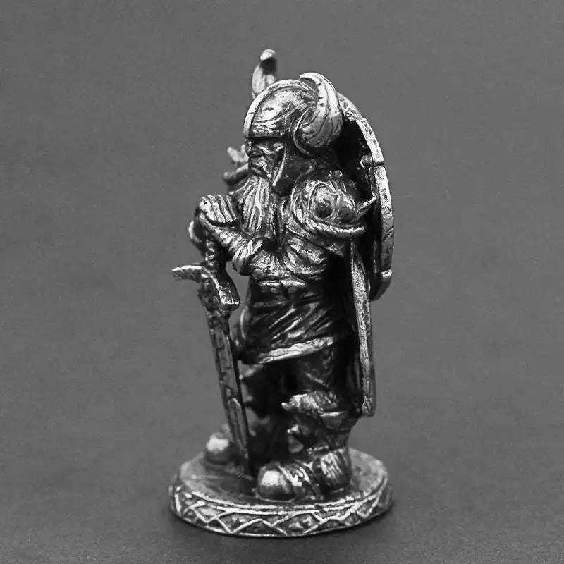 Viking Swordsman Silver Copper Trinket Vintage Bronze Figurines