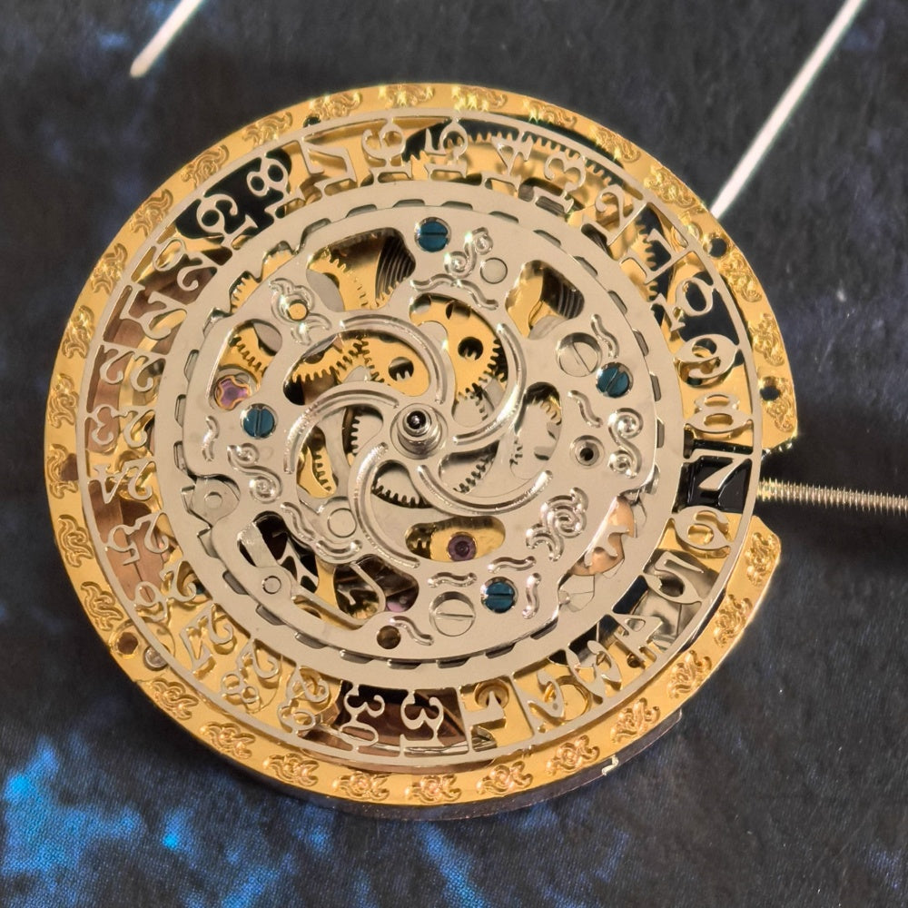 Chinese Hangzhou 2189 Golden Hollow Mechanical Single Calendar Watch Part